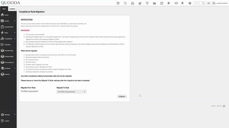 Step 6. Migrating a compliance rule.gif