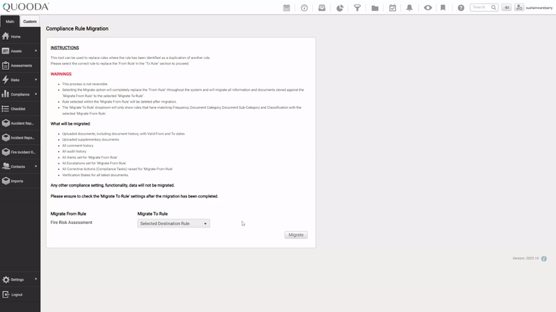 Step 5. Migrating a compliance rule.gif